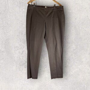 Eileen Fisher Women Taupe Slim Trouser pants Organic Cotton Size Large Zip Ankle